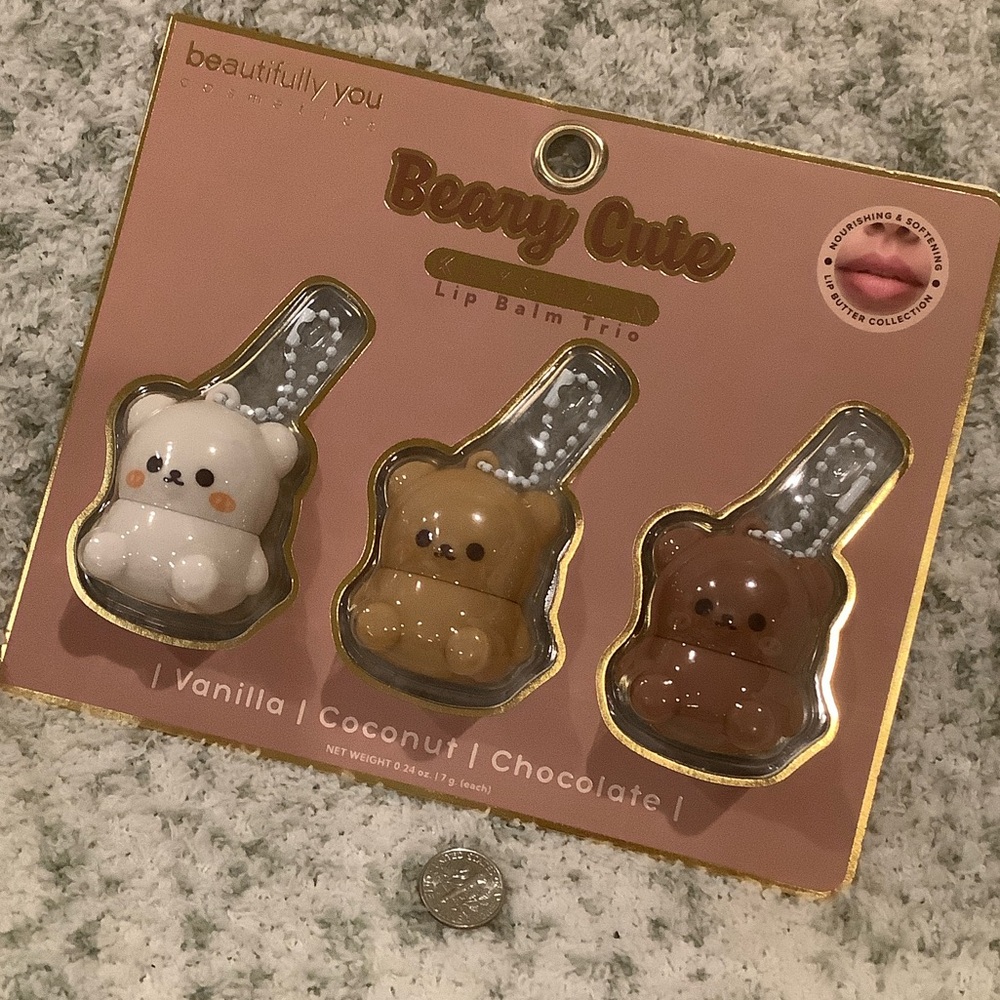 Beary Cute Flavored Lip Balm Trio Bear Keychains Set NWT 3x .24 oz - Picture 15 of 16
